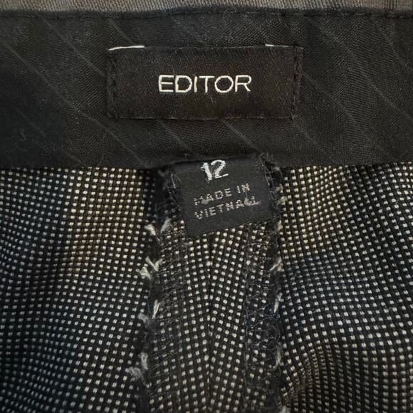 Vintage Express Black white mini  Plaid Wide Leg Editor Pants  12 Y2K Goth Chic - Picture 3 of 8